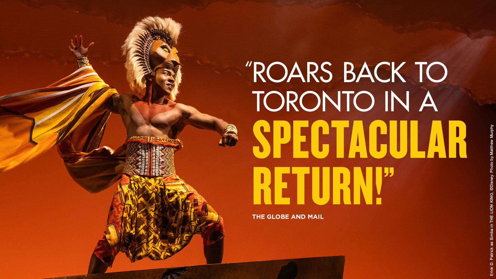 Erick D. Patrick as Simba in the Toronto Production of The Lion King. Photo Credit: Matthew Murphy ©Disney